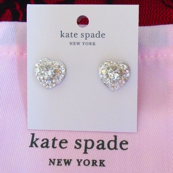♠️ Kate Spade ♠️ Sparkly Heart Clay Pave Studs - Picture 2 of 8